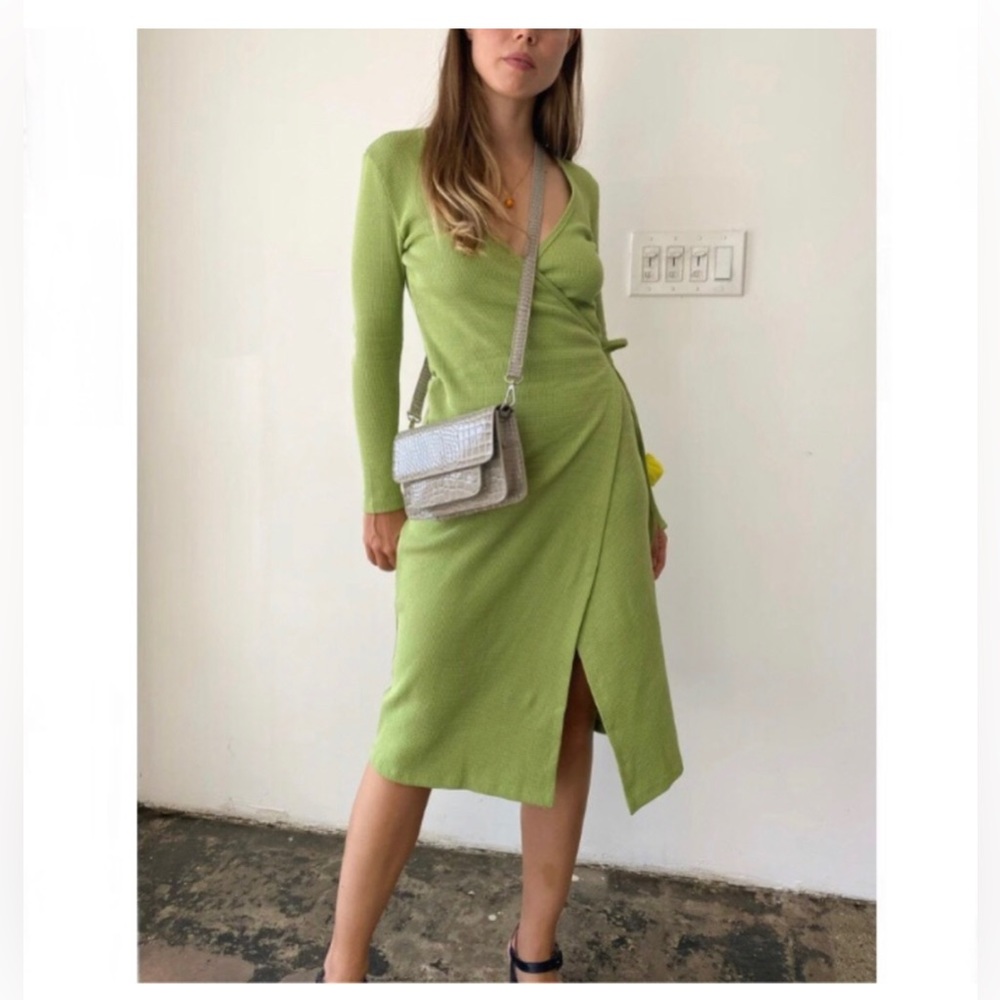 LISA SAYS GAH! Lucille Thermal Wrap Dress - Avocado Greeen